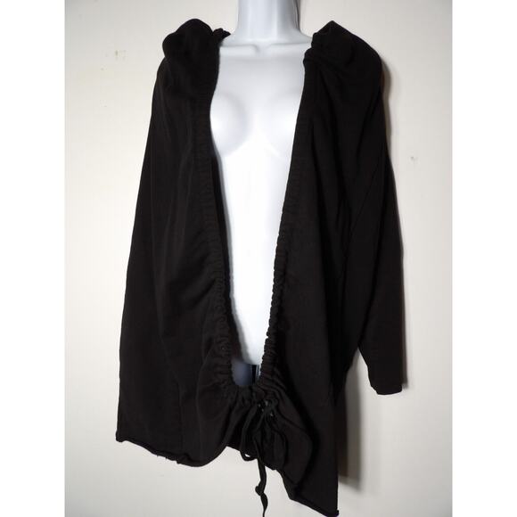 Vivian Shyu Black Cardigan Sweatshirt Medium Cinch Hem Open Tie Minimalist READ - Picture 4 of 16